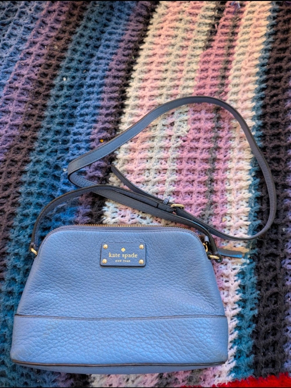kate spade perry street blue leather crossbody bag